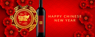 Let’s Toast the Year of the Pig! Chinese Food & Wine Pairings - Harlow Court Private Reserve with Year of the Pig Chinese New Year decorations