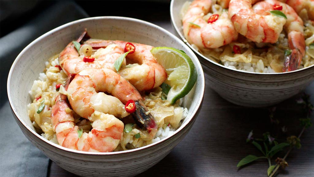 Prawns and Basil Green Curry