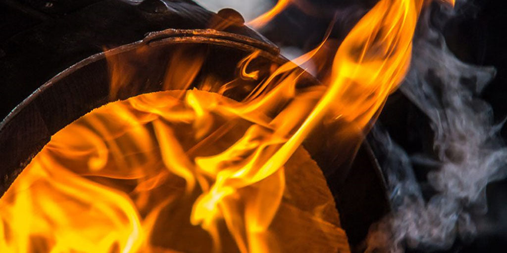 Wood burning in a barrel