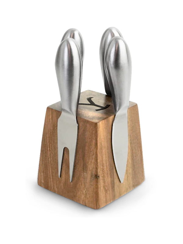 Yellowstone Magnetic Wood Block Cheese Knife Set
