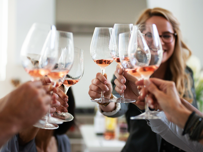 People cheersing with wine