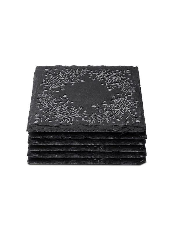 Holiday Wreath Slate Coasters (Set of 6)
