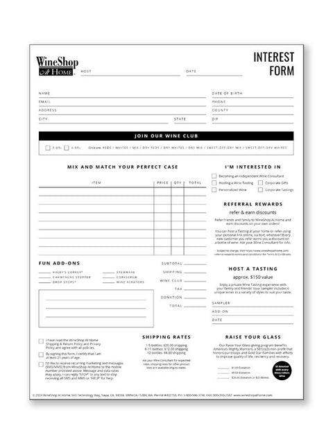 Interest Forms - Set of 50