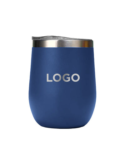 Double Wall Stainless Steel Wine Tumbler with Lid (12oz.) - Customizable