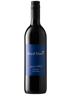 Wine bottle with 'Royal Mama' label on a white background
