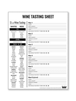 Wine Tasting Sheets