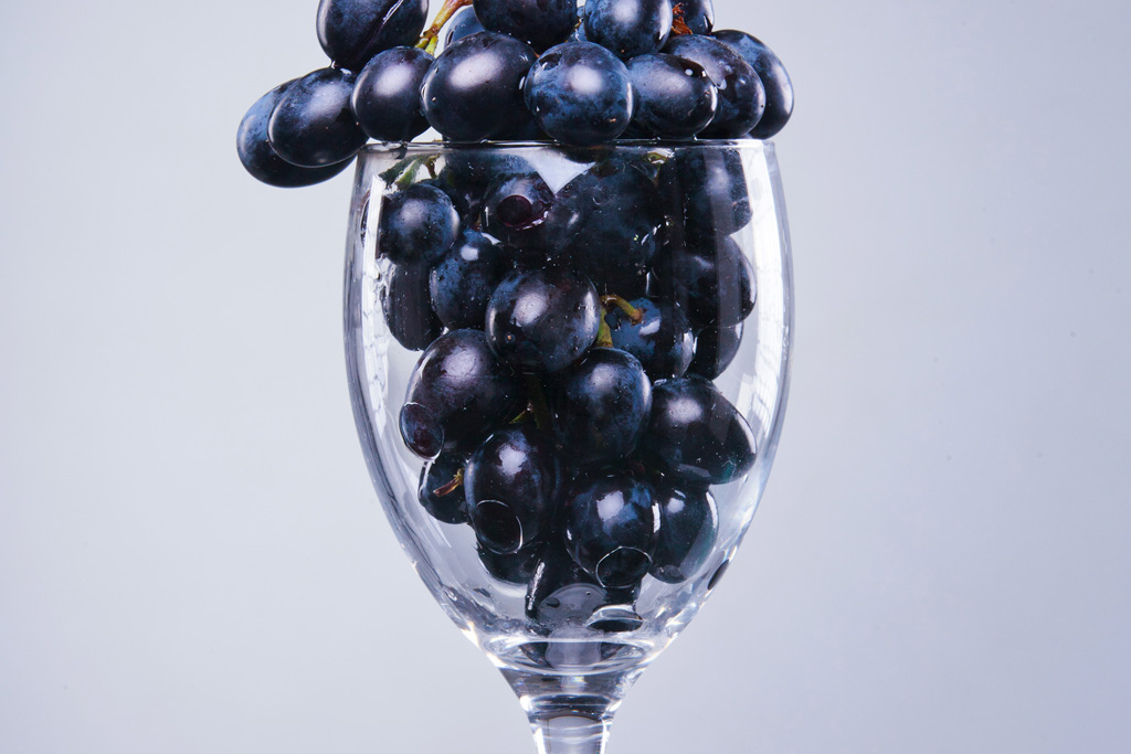 Grapes in a wine glass