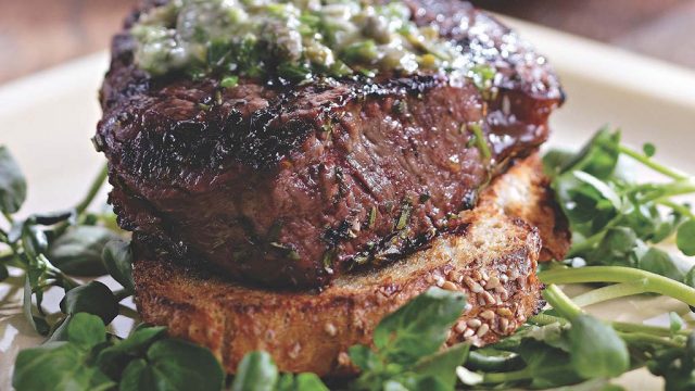 Grilled Filet Mignon with Herb Better & Texas Toasts