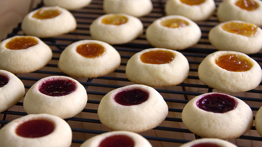 Bake Those Cookies, Pop Those Corks! - jam thumbprint