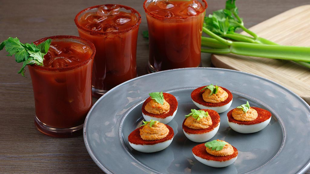 5 Breezy Brunch & Wine Pairings for Mother's Day - Spicy Bloody Mary Deviled Eggs