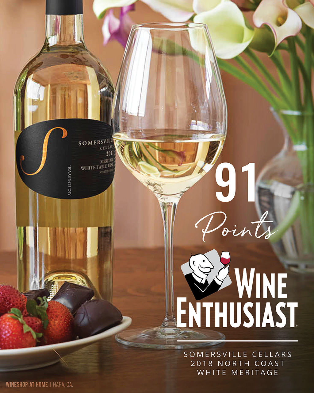 White wine with glass - 91 points - Wine Enthusiast