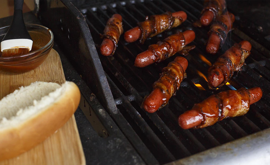 Bacon-Wrapped Hot Dog Kabobs