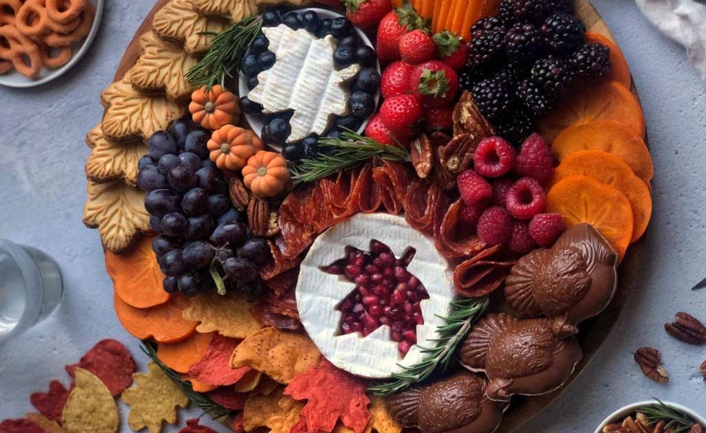 Thanksgiving themed cheese and dessert board