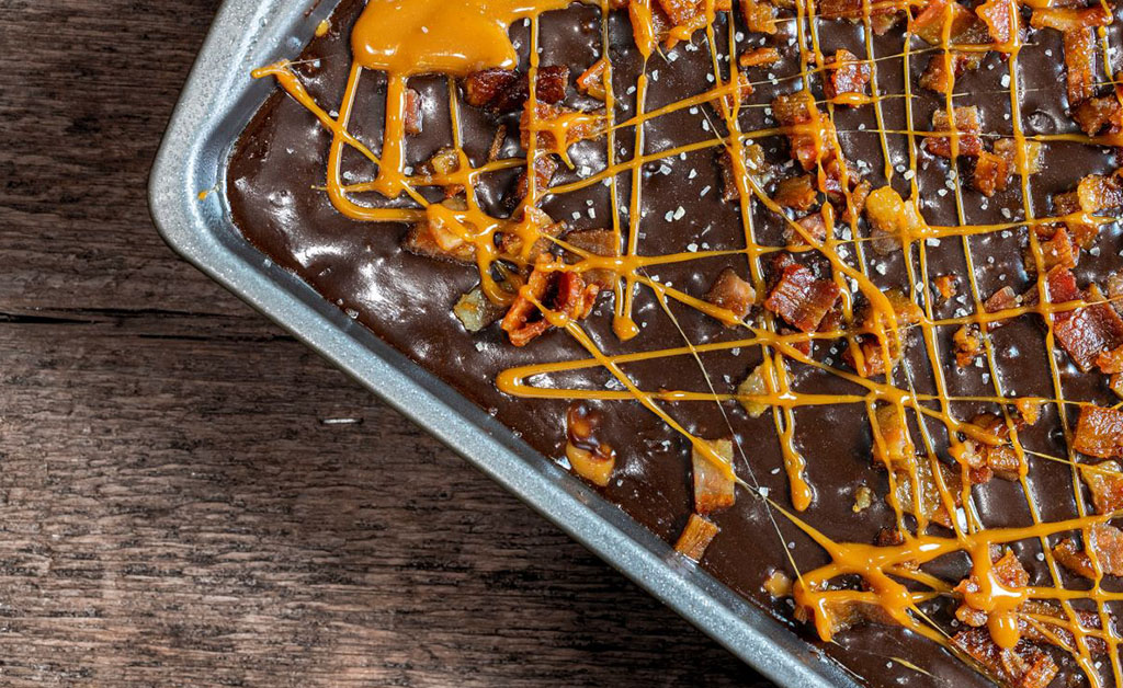 Candied Bacon Bourbon Brownies