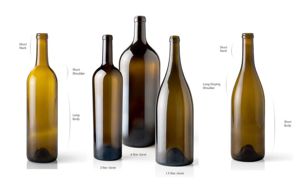 Variety of wine bottle types