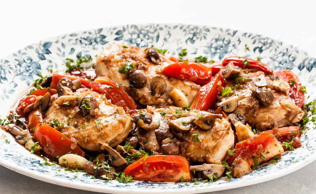 Chicken, Mushrooms and Tomatoes with Port