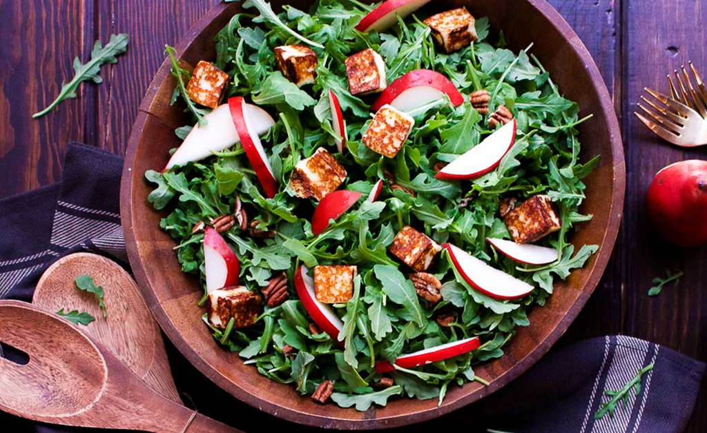 Pear Salad with Grilled Cheese and Port Dressing