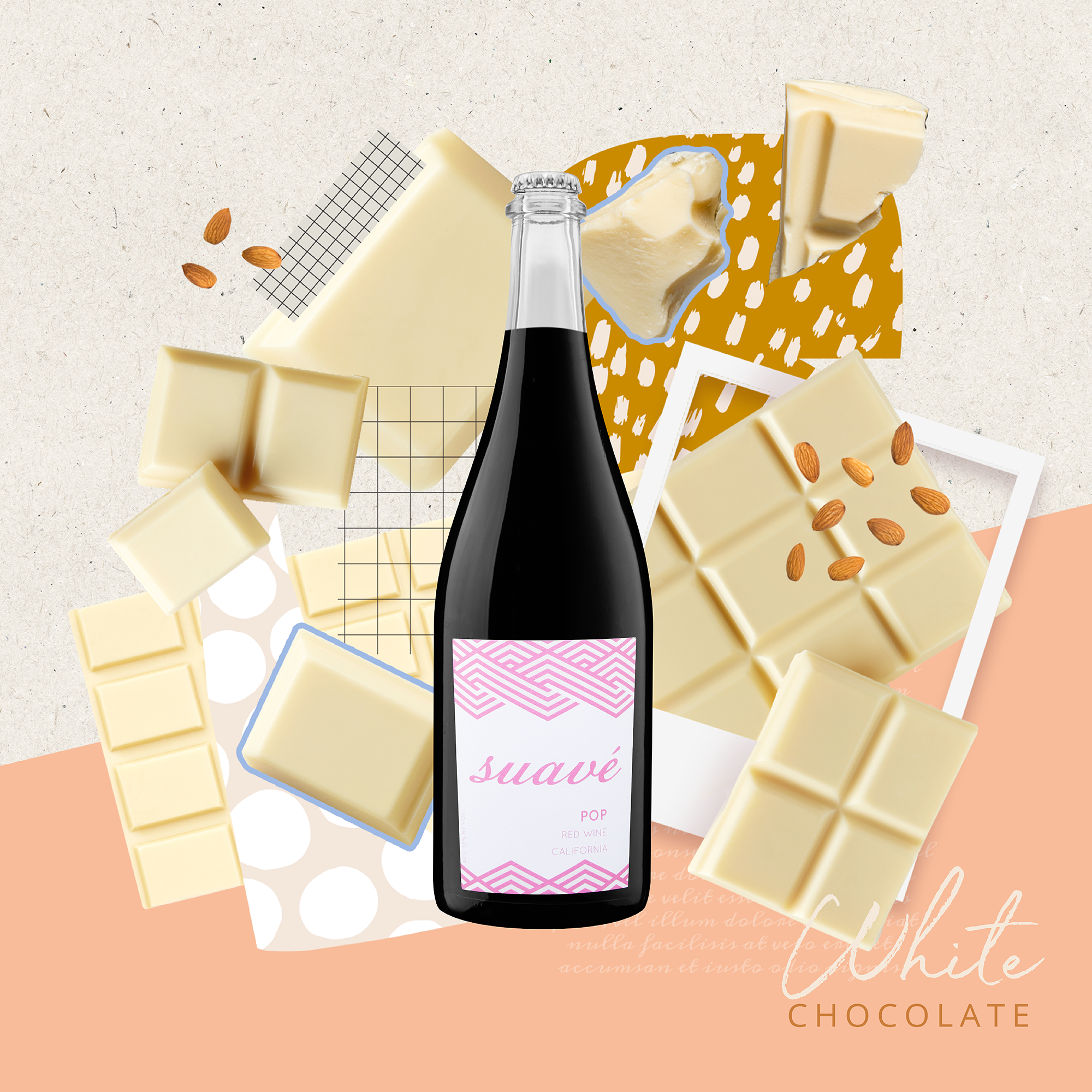 White chocolate and wine collage