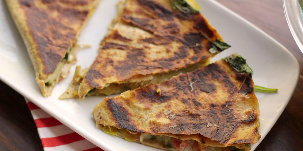 Curried Mushroom and Spinach Quesadillas